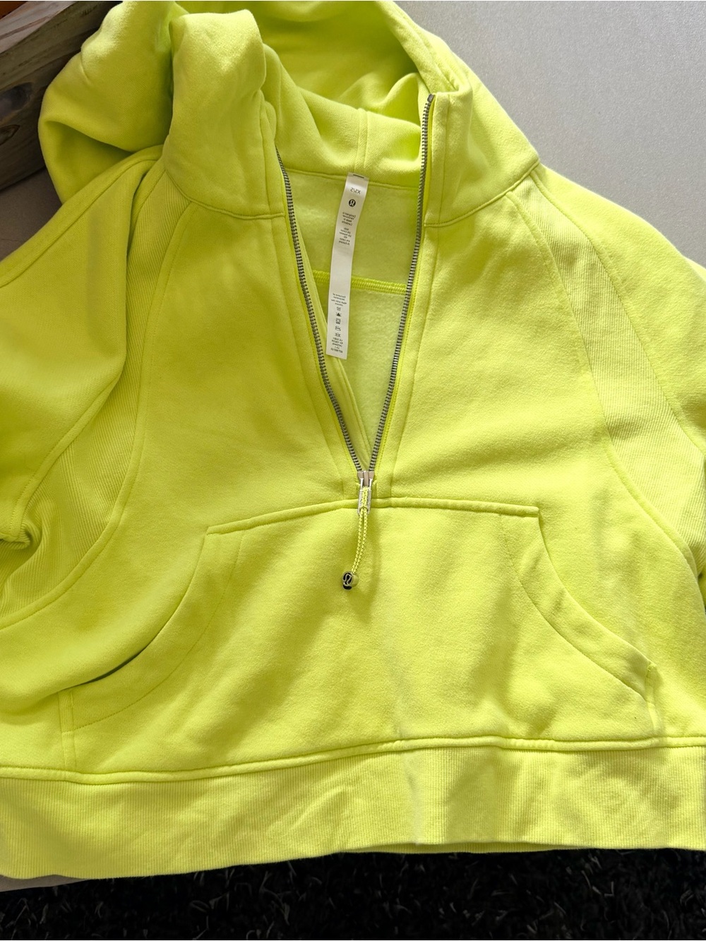 Lululemon Neon Yellow Scuba Half-Zip Hoodie